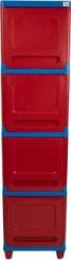 Classic Furniture Plastic 4 door wardrobe | Infinity 1 Red Blue Pull & Push Style|Capsule Shape| Plastic 4 Door Wardrobe
