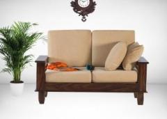 Douceur Furnitures Solid Wood Sheesham Wood 2 Seater Sofa For Living / Cafe / Office Fabric 2 Seater Sofa