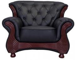 Durian Berry Chesterfield Single Seater Sofa in Matt Black Colour
