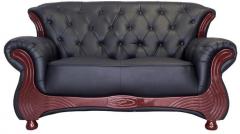 Durian Berry Chesterfield Two Seater Sofa in Matt Black Finish