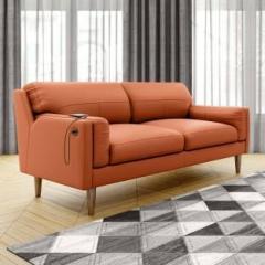 Durian Lorraine Orange Leatherette 3 Seater Sofa
