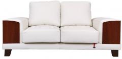 Durian Tucson Double Seater Sofa in Walnut Finish with White Upholstery