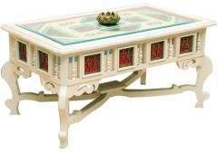 ExclusiveLane Centre Table with Dhokra and Warli Work in Creamish White and Red Colour