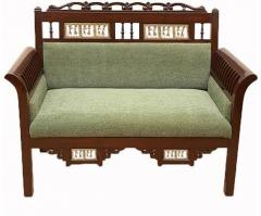 ExclusiveLane Maharaja Two Seater Sofa with Dhokra Work in Walnut Brown Finish
