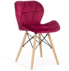 Finch Fox Eames Replica Modern Velvet Dining Chair for Cafe Chair, Side Chair, Living Room Chair in Red Color Fabric Dining Chair