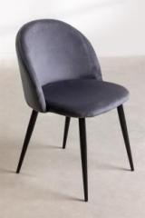 Finch Fox Romantic Vintage Dining Chairs Rustic Dark Grey Velvet Cushion Seat Chair Metal Dining Chair