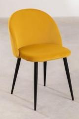 Finch Fox Romantic Vintage Dining Chairs Rustic Yellow Velvet Cushion Seat Chair Metal Dining Chair