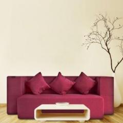 Fresh Up 3 Seater Sofa cum Bed 72x44x14 inches Jute Fabric Washable Cover with 3 Cushions Maroon, 2 Year Warranty, Seat Height 14 inches Double Sofa Bed