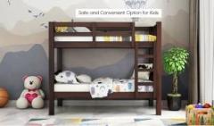 Furinno Sheesham Wood Standard Becky Bunk Bed Without Storage for Home Living Room Solid Wood Bunk Bed