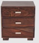 Furniselan Sheesham Solid Wood Bedside Table With 3 Drawer Storage Solid Wood Bedside Table