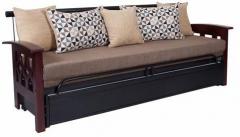 FurnitureKraft Metallic Sofa Cum Bed with Storage with Grey Mattress