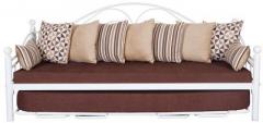 FurnitureKraft Metallic Three Seater Sofa with Under Bed with Brown Mattress