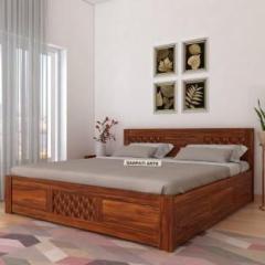 Ganpati Arts Raj Sheesham Queen Size Box Bed/Palang/Cot for Bedroom/Hotel/Living Room Solid Wood Queen Box Bed