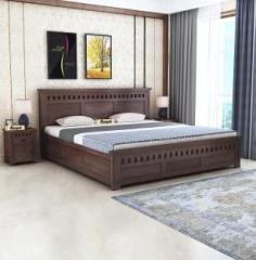 Ganpati Arts Sheesham Wood Armania Queen Size Bed with Hydraulic Storage for Bedroom Solid Wood Queen Hydraulic Bed