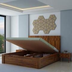 Ganpati Arts Sheesham Wood Hexa King Size Bed with Hydraulic Storage for Bedroom Solid Wood King Hydraulic Bed