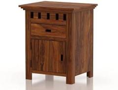 Ganpati Arts Solid Sheesham Wood Bedside End Table With Drawer and Door Storage for Home Solid Wood End Table