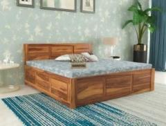 Goyalinterior Sheesham Wood King Size Bed for Bedroom/Home/Hotel/Living Room Solid Wood King Hydraulic Bed