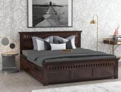 Goyalinterior Solid Sheesham Wood Kuber Queen Size Double Bed with Box Storage For Bedroom Solid Wood Queen Box Bed