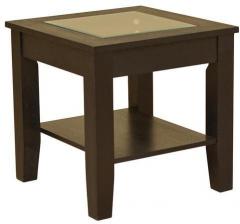 HomeTown Abby Glass Top Veneer End Table in Dark Brown Colour