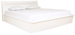 HomeTown Alicia High Gloss Queen Bed With Hydraulic Storage in White Colour
