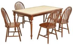 HomeTown Kiera Solidwood Four Seater Dining Set in Cherry & Beige Colour