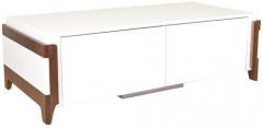 HomeTown Remy High Gloss Center Table in White N Walnut Colour