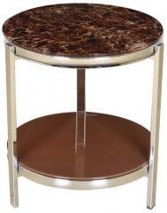 HomeTown Troy Glass Top End Table in Brown Colour