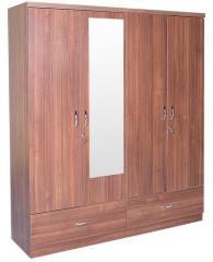 HomeTown Ultima Four Door Wardrobe with Mirror in walnut Colour