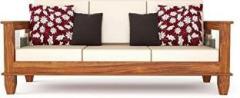Jmksellers Sheesham wood 3 Three Seater with Cushions| Natural Teak| Fabric 3 + 1 Sofa Set