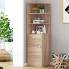 Kawachi Corner Display Cabinet Bookshelf Rack Engineered Wood Semi Open Book Shelf