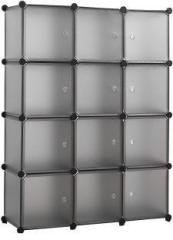 Krishyam 12 Cubes Storage Organizer Shelves Closet with Doors for Bedroom High Density Block Board Collapsible Wardrobe