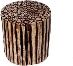 Manzees Round Wooden Stool Natural Wood Logs Best Used as Bedside Tea, Coffee, Plants Table for Bedroom Living Room, Outdoor Garden Furniture Pre Assembled Solid Wood Side Table