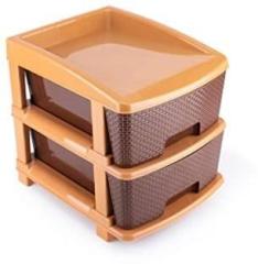 My International Brown Color 2 Layer Storage Drawer Organizer Plastic Free Standing Chest of Drawers