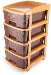 My International Brown Color 4 Layer Storage Drawer Organizer Plastic Free Standing Chest of Drawers