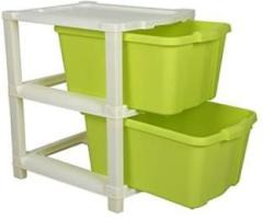 My International Green Color 2 Layer Storage Drawer Organizer Plastic Free Standing Chest of Drawers
