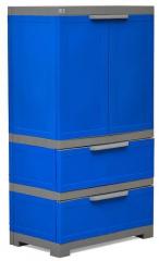 Nilkamal Freedom Multipurpose Cabinet with Two Drawers in Blue & Grey Color