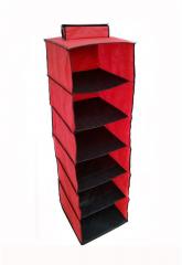 Pindia Fancy Foldable Six Layer Hanging Storage Wardrobe Almirah in Red