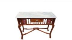 Qa Antique Handicraft Solid Teak Wood Antique Look Console Table with Marble Top Solid Wood Console Table