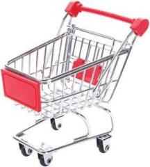 Redhoos Mini Shopping Cart Trolley, Storage Basket Kids Toy, for Desktop Decoration Metal Bar Trolley