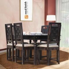 Royal Finish Nivora Carbon Color, Cushion Chairs, Soft Edges, Premimum Polish Solid Wood 6 Seater Dining Set