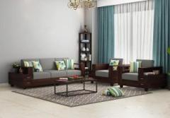 Saamenia Furnitures Solid Sheesham Wood Five Seater Sofa Set For Living Room / Guests Room Fabric 3 + 1 + 1 Sofa Set