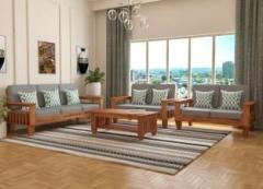 Saamenia Furnitures Solid Sheesham Wood Seven Seater Sofa Set For Living Room, Office, Hotels Fabric 3 + 2 + 2 Sofa Set