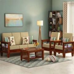 Saamenia Furnitures Solid Wood Sheesham Wood 5 Seater Sofa Set For Living Room, Waiting Room| Fabric 3 + 1 + 1 Sofa Set