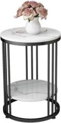 Shopercart Modern Double Top Round Coffee Table | Side Table | Centertable | Metal Bedside Metal Console Table