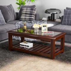 Shree Jeen Mata Enterprises SJME Solid Sheesham Wood Coffee Table With Glass On Top For Living, Guests Room Solid Wood Coffee Table