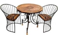 Smarts Collection Wooden and Wrought Iron Patio and Garden Dining Set 2 Chair and Round Table Metal 2 Seater Dining Set