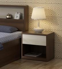 Spacewood Kosmo Ambry Bed side Table in Moldau Akazia Brown and White Finish