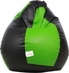 Star XXL Classic Black and Neon Green Teardrop Bean Bag With Bean Filling