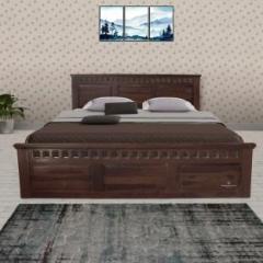 Tamannaartpalace Solid Wood King Size Kuber Bed without Storage in Black Walnut Finish Solid Wood King Bed