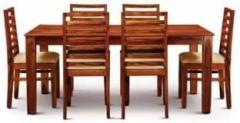 Taskwood Furniture Premium Quality Sheesham Solid Wood Six Seater Dining Set Cushion : Cream Solid Wood 6 Seater Dining Set